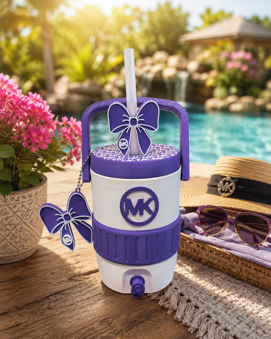 MK Can Holder w/ Straw Topper and Keychain