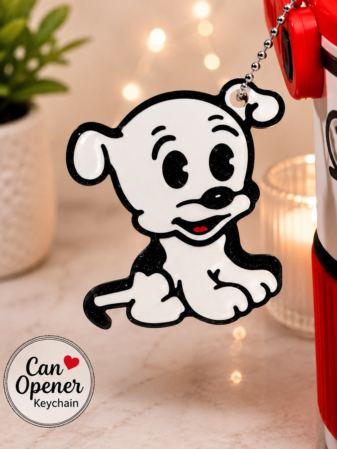 Boop Can holder with can opener keychain