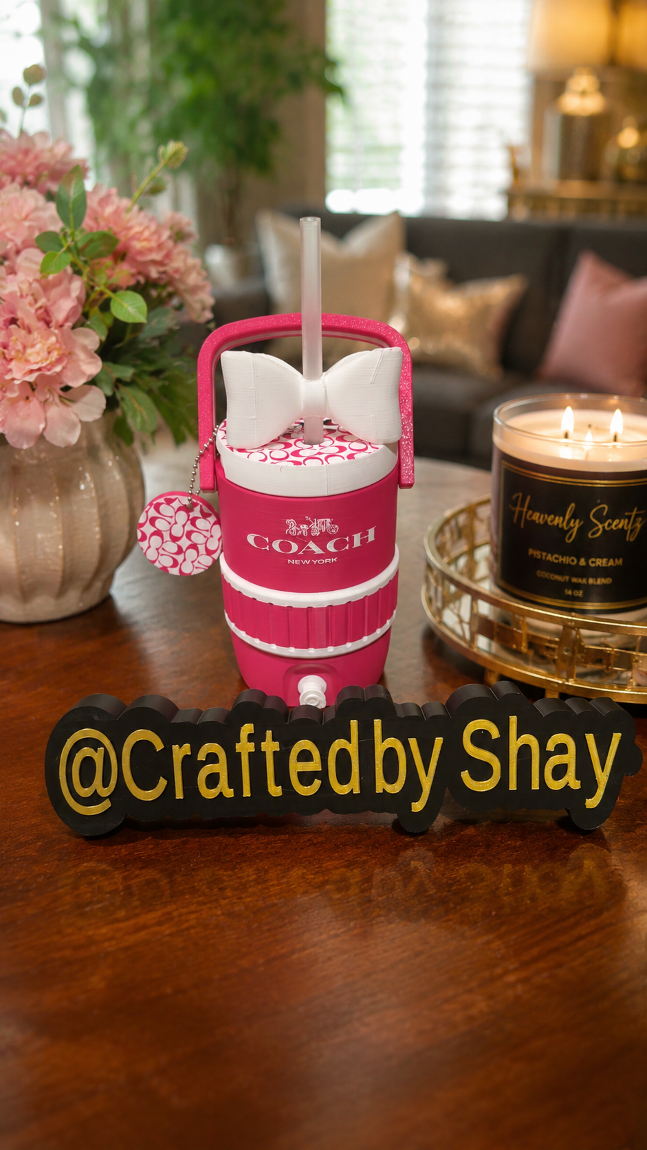 Coach Can Holder w/ Straw Topper and Keychain