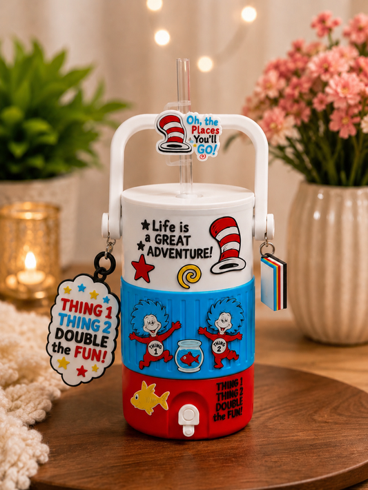 Thing 1 and 2 w/keychain, and straw topper