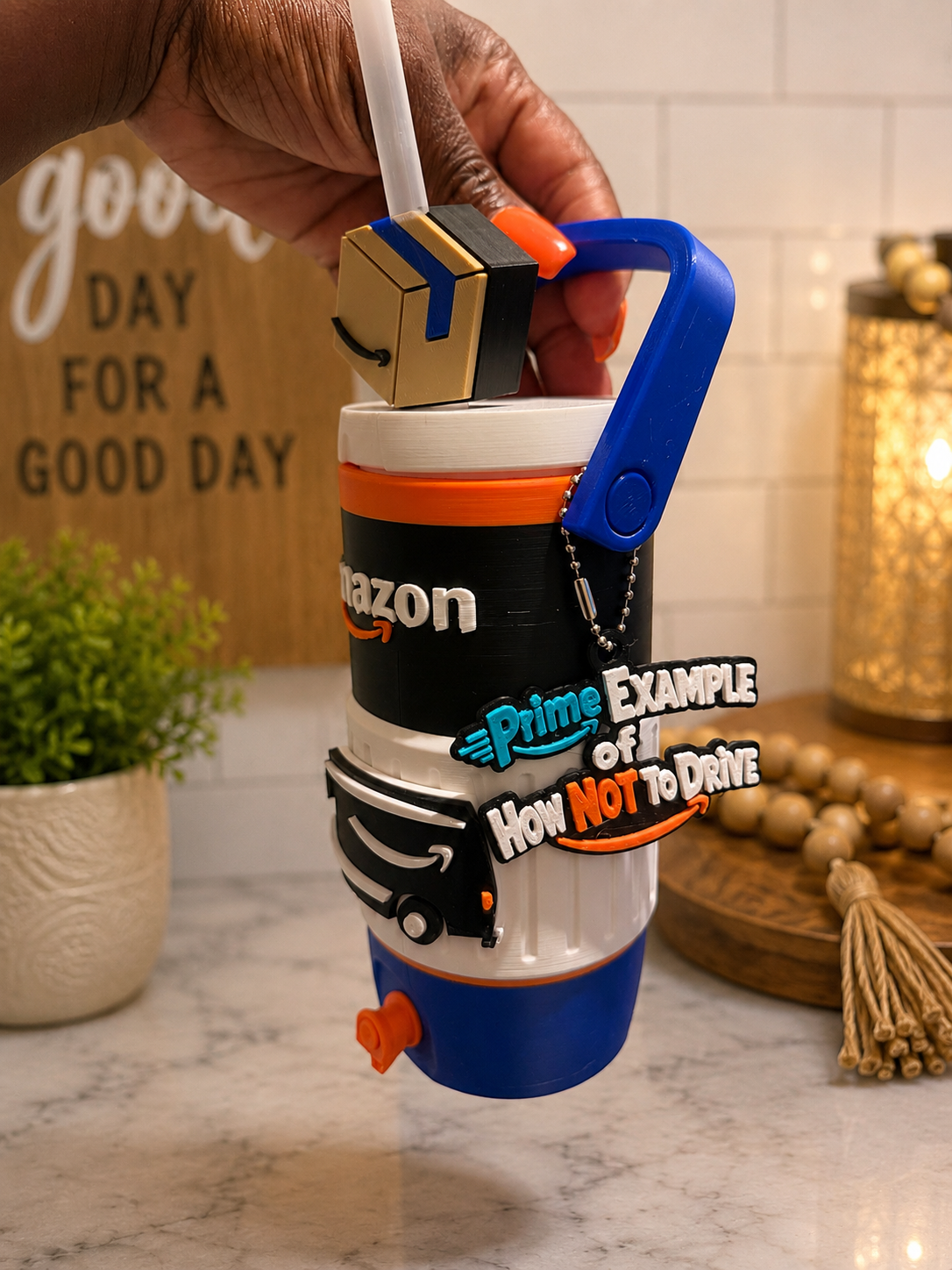 Prime cooler set with straw topper and keychain