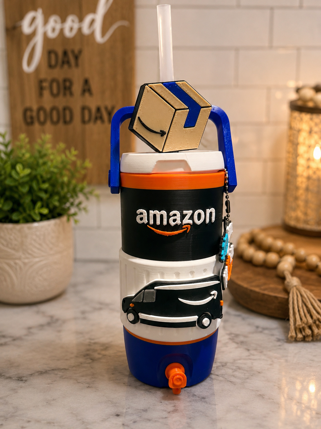 Prime cooler set with straw topper and keychain